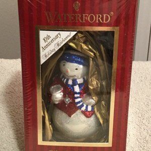 WATERFORD 10th Anniversary Snowman Ornament -NEW
